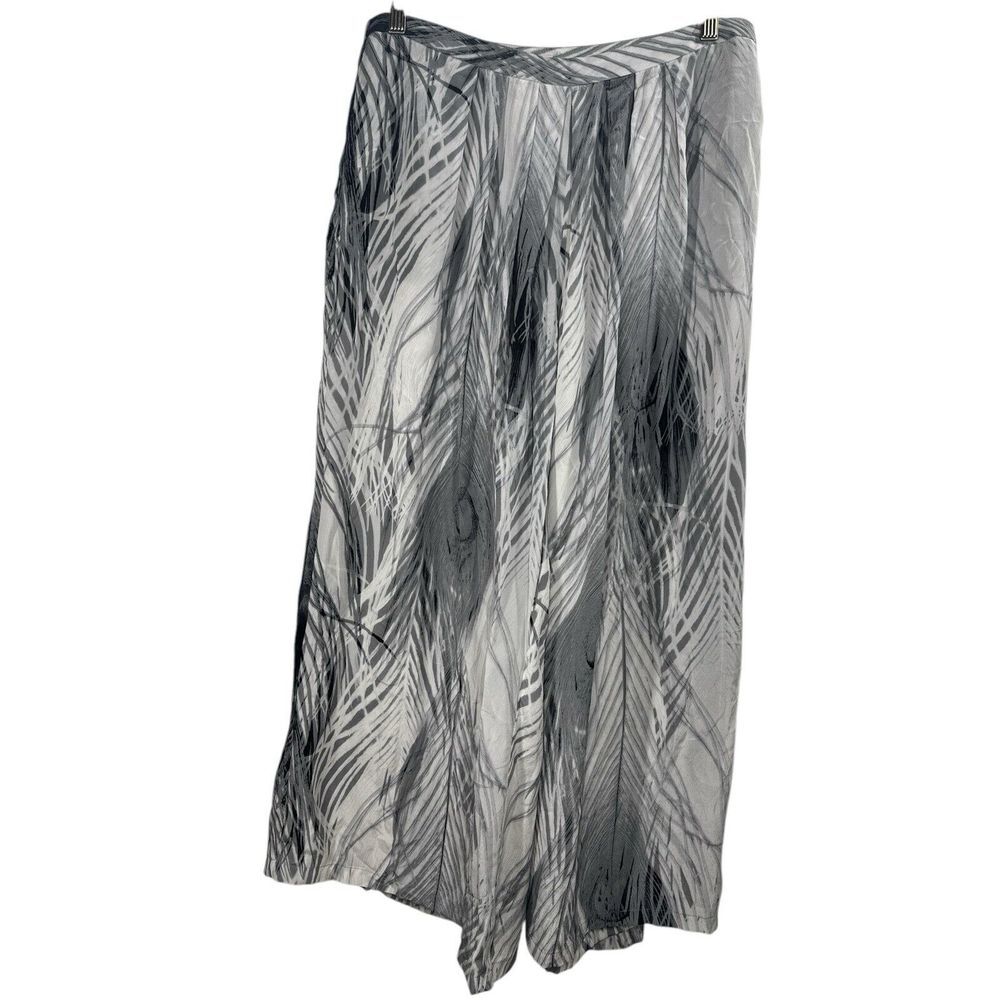Anthropologie Leifsdottir Pants Size 8‎ Gray Feather 100% Silk Wide Leg Womens
